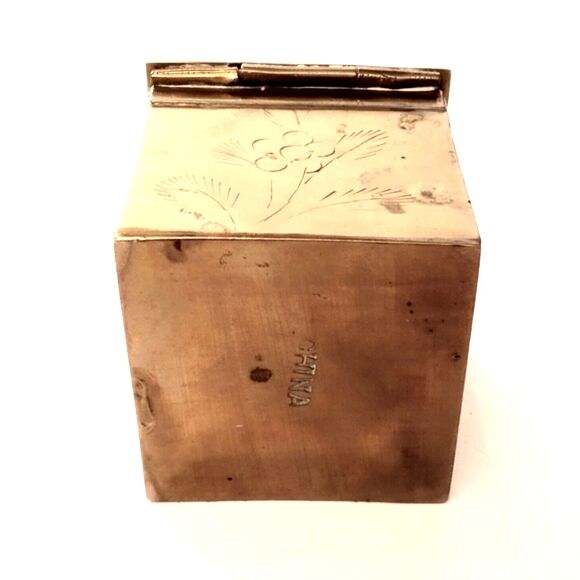 Vintage Chinese Brass and Cloisonne Miniature Ashtray or Box - Picture 6 of 6